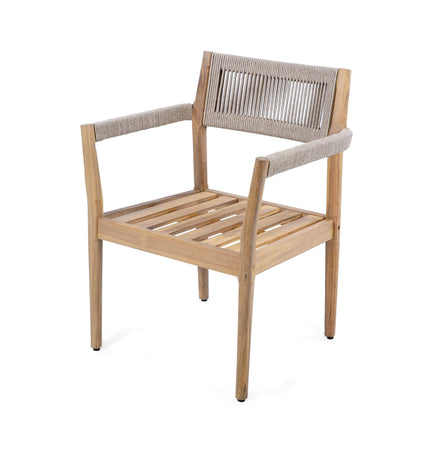 Alora Premium 5-Piece Outdoor Acacia Wood Patio Furniture Set With Braided Dining Chairs, Cushions, And Dining Table (SAK26754) - Outdoor Furniture Sets | Patioza