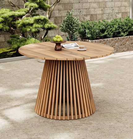 Alora Premium 5-Piece Outdoor Acacia Wood Patio Furniture Set With Braided Dining Chairs, Cushions, And Dining Table (SAK26754) - Outdoor Furniture Sets | Patioza