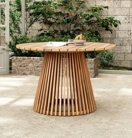 Alora Premium 5-Piece Outdoor Acacia Wood Patio Furniture Set With Braided Dining Chairs, Cushions, And Dining Table (SAK26754) - Outdoor Furniture Sets | Patioza
