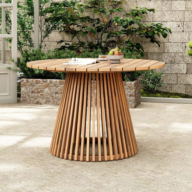 Alora Premium 5-Piece Outdoor Acacia Wood Patio Furniture Set With Braided Dining Chairs, Cushions, And Dining Table (SAK26754) - Outdoor Furniture Sets | Patioza