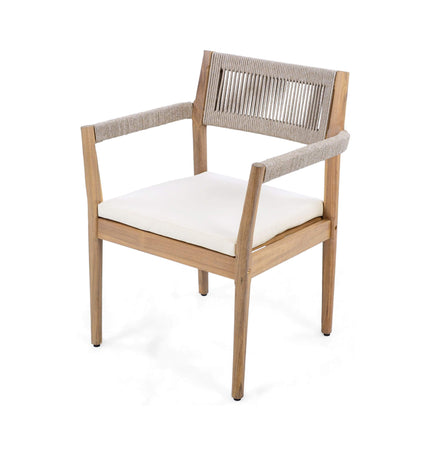 Alora Premium 5-Piece Outdoor Acacia Wood Patio Furniture Set With Braided Dining Chairs, Cushions, And Dining Table (SAK26754) - Outdoor Furniture Sets | Patioza