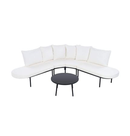 Alora Premium Half-Moon 6-Person Curved All-Weather Outdoor Furniture Sofa Patio Set With Coffee Table And Cushions (SAK76332) - Outdoor Furniture Sets | Patioza
