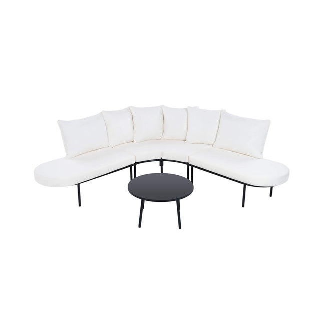 Alora Premium Half-Moon 6-Person Curved All-Weather Outdoor Furniture Sofa Patio Set With Coffee Table And Cushions (SAK76332) - Outdoor Furniture Sets | Patioza