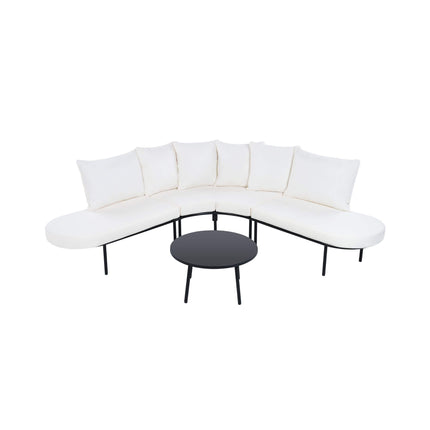 Alora Premium Half-Moon 6-Person Curved All-Weather Outdoor Furniture Sofa Patio Set With Coffee Table And Cushions (SAK76332) - Outdoor Furniture Sets | Patioza