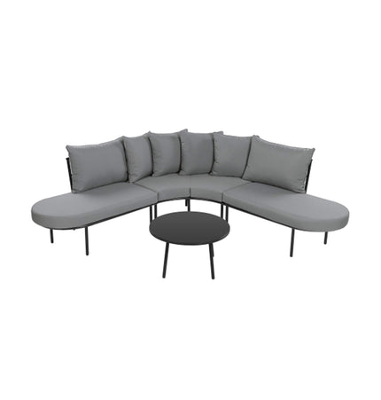 Alora Premium Half-Moon 6-Person Curved All-Weather Outdoor Furniture Sofa Patio Set With Coffee Table And Cushions (SAK76332) - Outdoor Furniture Sets | Patioza