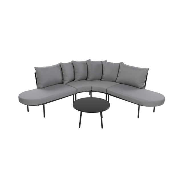 Alora Premium Half-Moon 6-Person Curved All-Weather Outdoor Furniture Sofa Patio Set With Coffee Table And Cushions (SAK76332) - Outdoor Furniture Sets | Patioza