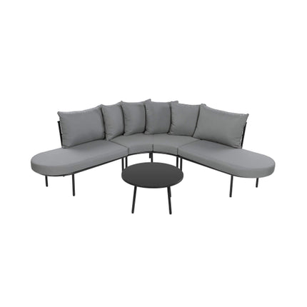 Alora Premium Half-Moon 6-Person Curved All-Weather Outdoor Furniture Sofa Patio Set With Coffee Table And Cushions (SAK76332) - Outdoor Furniture Sets | Patioza