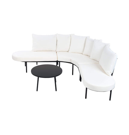 Alora Premium Half-Moon 6-Person Curved All-Weather Outdoor Furniture Sofa Patio Set With Coffee Table And Cushions (SAK76332) - Outdoor Furniture Sets | Patioza