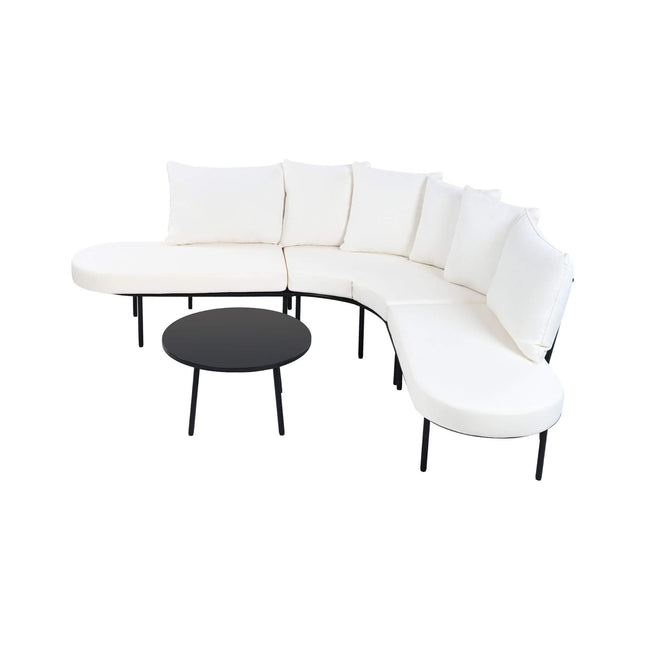 Alora Premium Half-Moon 6-Person Curved All-Weather Outdoor Furniture Sofa Patio Set With Coffee Table And Cushions (SAK76332) - Outdoor Furniture Sets | Patioza