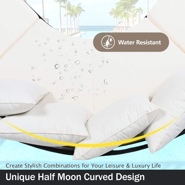 Alora Premium Half-Moon 6-Person Curved All-Weather Outdoor Furniture Sofa Patio Set With Coffee Table And Cushions (SAK76332) - Outdoor Furniture Sets | Patioza