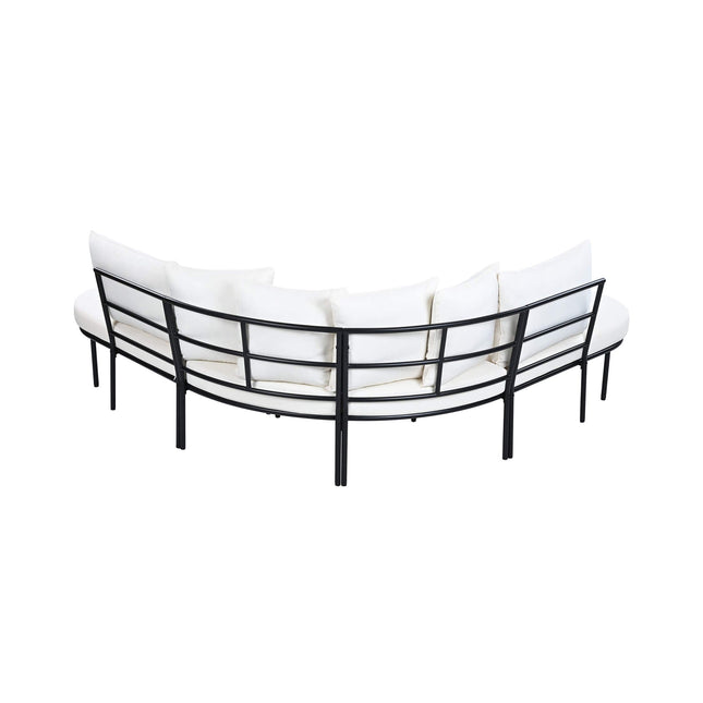 Alora Premium Half-Moon 6-Person Curved All-Weather Outdoor Furniture Sofa Patio Set With Coffee Table And Cushions (SAK76332) - Outdoor Furniture Sets | Patioza