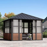 Alora Premium Hardtop Aluminum Sunroom Solarium With TV Mount And Sliding Doors (SAK60439) - Gazebos | Patioza