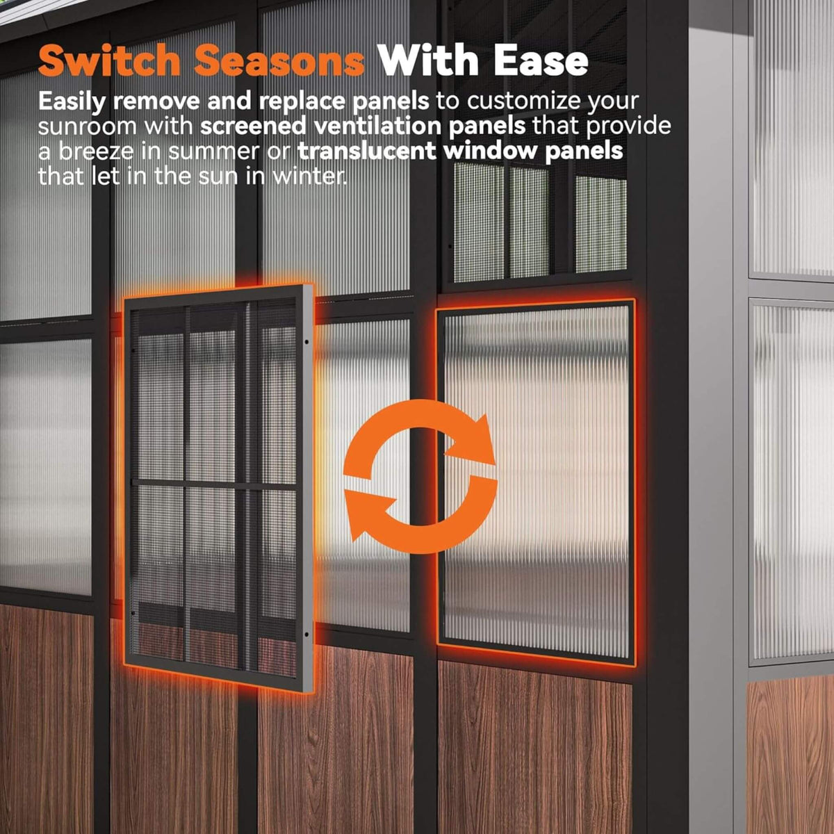 Alora Premium Hardtop Aluminum Sunroom Solarium With TV Mount And Sliding Doors (SAK60439) - Gazebos | Patioza