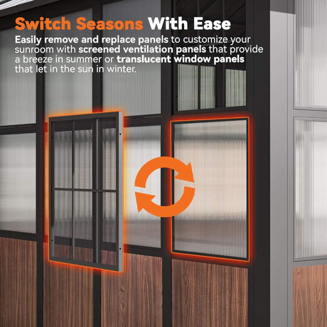 Alora Premium Hardtop Aluminum Sunroom Solarium With TV Mount And Sliding Doors (SAK60439) - Gazebos | Patioza