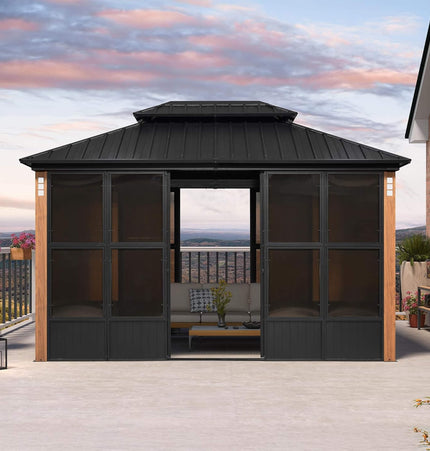 Alora Prestige Premium Hardtop Double Top Outdoor Patio Solarium Sunroom (SAK43078) - Sunrooms | Patioza