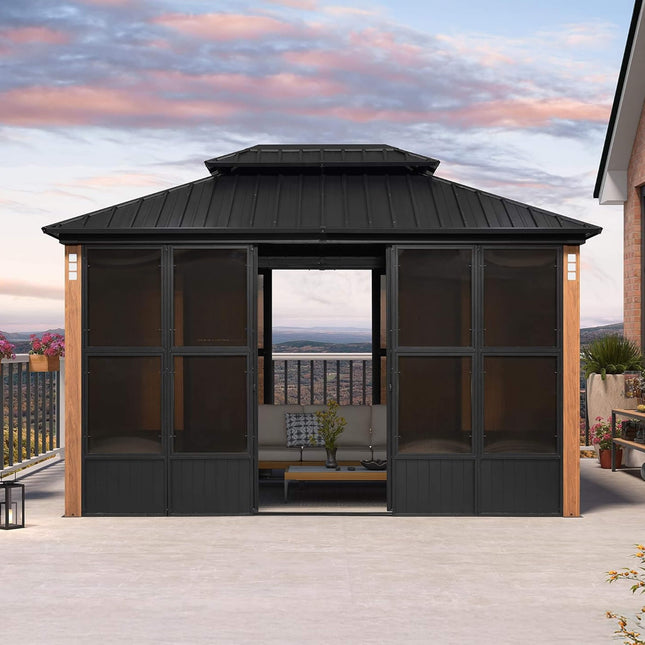 Alora Prestige Premium Hardtop Double Top Outdoor Patio Solarium Sunroom (SAK43078) - Sunrooms | Patioza