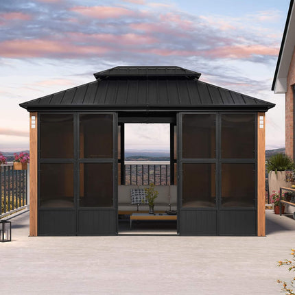 Alora Prestige Premium Hardtop Double Top Outdoor Patio Solarium Sunroom (SAK43078) - Sunrooms | Patioza