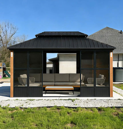 Alora Prestige Premium Hardtop Double Top Outdoor Patio Solarium Sunroom (SAK43078) - Sunrooms | Patioza