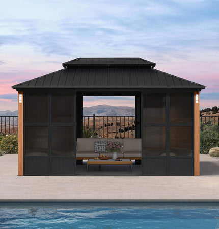 Alora Prestige Premium Hardtop Double Top Outdoor Patio Solarium Sunroom (SAK43078) - Sunrooms | Patioza