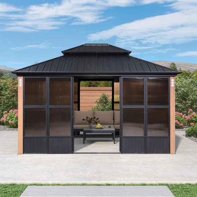 Alora Prestige Premium Hardtop Double Top Outdoor Patio Solarium Sunroom (SAK43078) - Sunrooms | Patioza