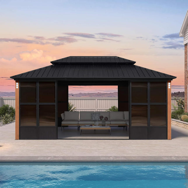 Alora Prestige Premium Hardtop Double Top Outdoor Patio Solarium Sunroom (SAK43078) - Sunrooms | Patioza