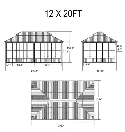 Alora Prestige Premium Hardtop Double Top Outdoor Patio Solarium Sunroom (SAK43078) - Sunrooms | Patioza