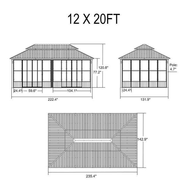 Alora Prestige Premium Hardtop Double Top Outdoor Patio Solarium Sunroom (SAK43078) - Sunrooms | Patioza