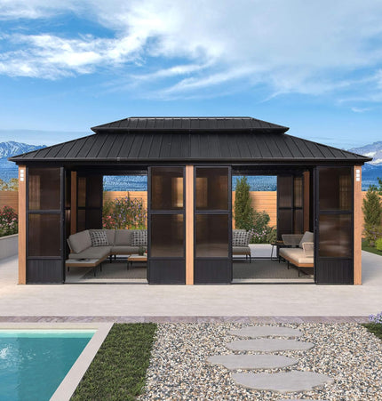 Alora Prestige Premium Hardtop Double Top Outdoor Patio Solarium Sunroom (SAK43078) - Sunrooms | Patioza
