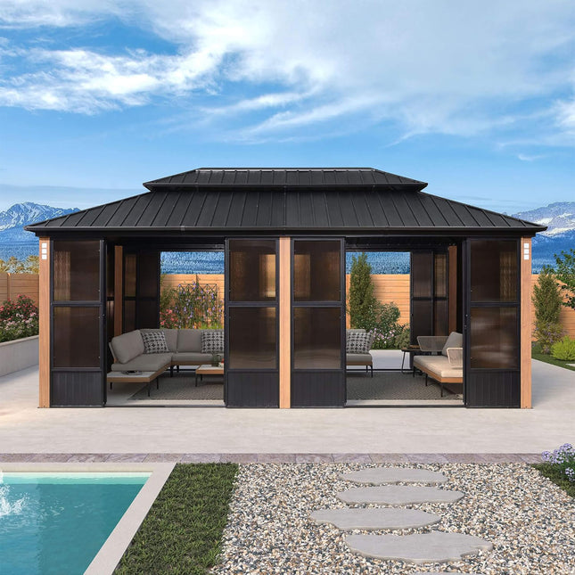 Alora Prestige Premium Hardtop Double Top Outdoor Patio Solarium Sunroom (SAK43078) - Sunrooms | Patioza