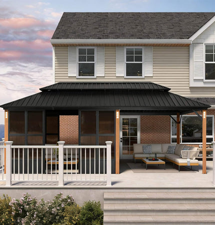 Alora Prestige Premium Hardtop Double Top Outdoor Patio Solarium Sunroom (SAK43078) - Sunrooms | Patioza