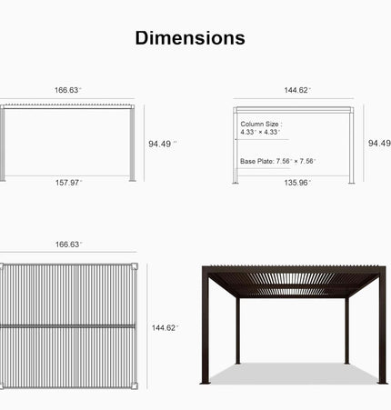 Alora Premium Outdoor Aluminum Louvered Patio Pergola With LED Lights [PERGOLA ONLY] (SAK24896) - Pergolas | Patioza