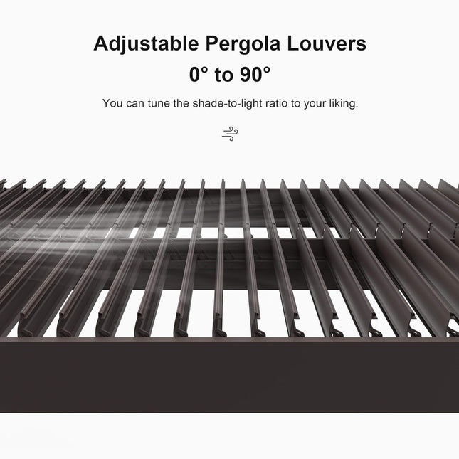 Alora Premium Outdoor Aluminum Louvered Patio Pergola With LED Lights [PERGOLA ONLY] (SAK24896) - Pergolas | Patioza