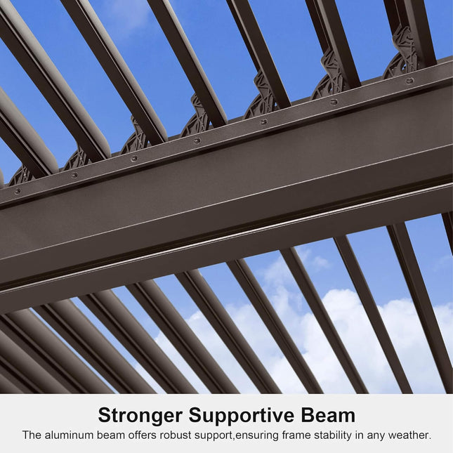 Alora Premium Outdoor Aluminum Louvered Patio Pergola With LED Lights [PERGOLA ONLY] (SAK24896) - Pergolas | Patioza