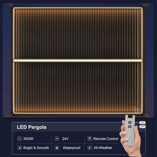 Alora Premium Outdoor Aluminum Louvered Patio Pergola With LED Lights [PERGOLA ONLY] (SAK24896) - Pergolas | Patioza