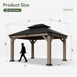 Alora Premium Outdoor Cedar Wood Galvanized Steel Hardtop Gazebo (SAK23907) - Canopies & Gazebos | Patioza