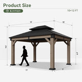 Alora Premium Outdoor Cedar Wood Galvanized Steel Hardtop Gazebo (SAK23907) - Canopies & Gazebos | Patioza