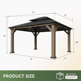 Alora Premium Outdoor Cedar Wood Galvanized Steel Hardtop Gazebo (SAK23907) - Canopies & Gazebos | Patioza