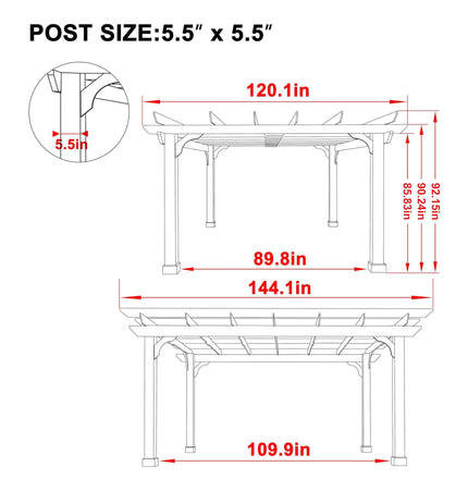 Alora Premium Outdoor Cedar Wood Pergola with Slatted Roof