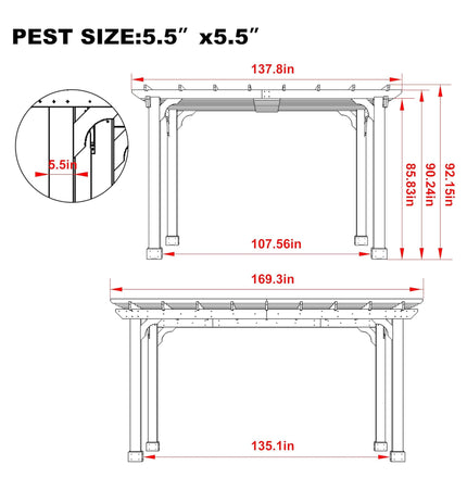 Alora Premium Outdoor Cedar Wood Pergola with Slatted Roof
