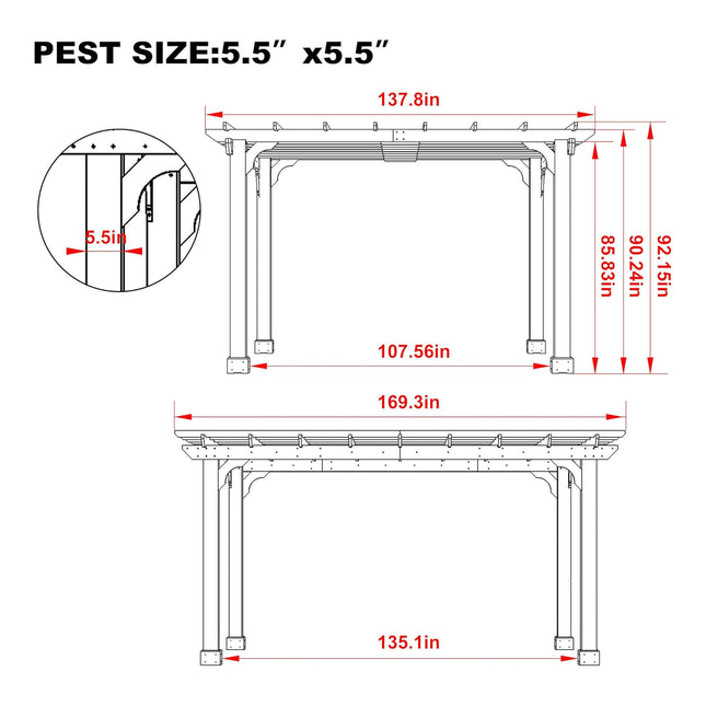 Alora Premium Outdoor Cedar Wood Pergola with Slatted Roof