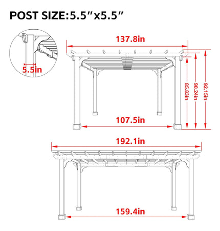 Alora Premium Outdoor Cedar Wood Pergola with Slatted Roof