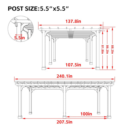 Alora Premium Outdoor Cedar Wood Pergola with Slatted Roof