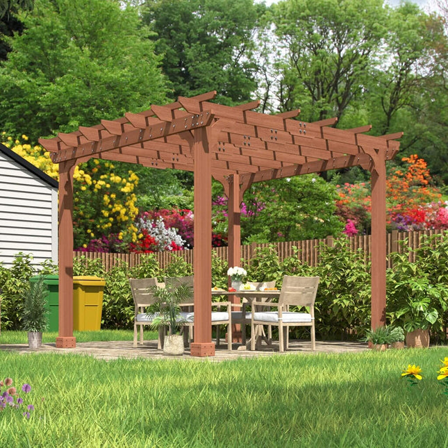 Alora Premium Outdoor Cedar Wood Pergola with Slatted Roof - Pergolas | Patioza