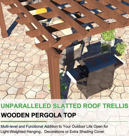 Alora Premium Outdoor Cedar Wood Pergola with Slatted Roof