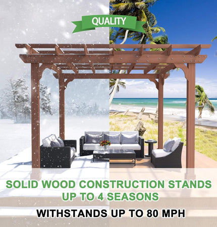 Alora Premium Outdoor Cedar Wood Pergola with Slatted Roof