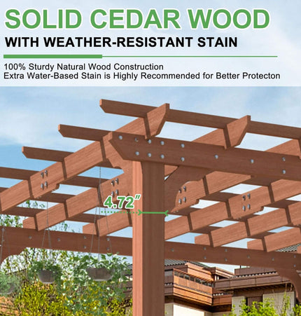 Alora Premium Outdoor Cedar Wood Pergola with Slatted Roof