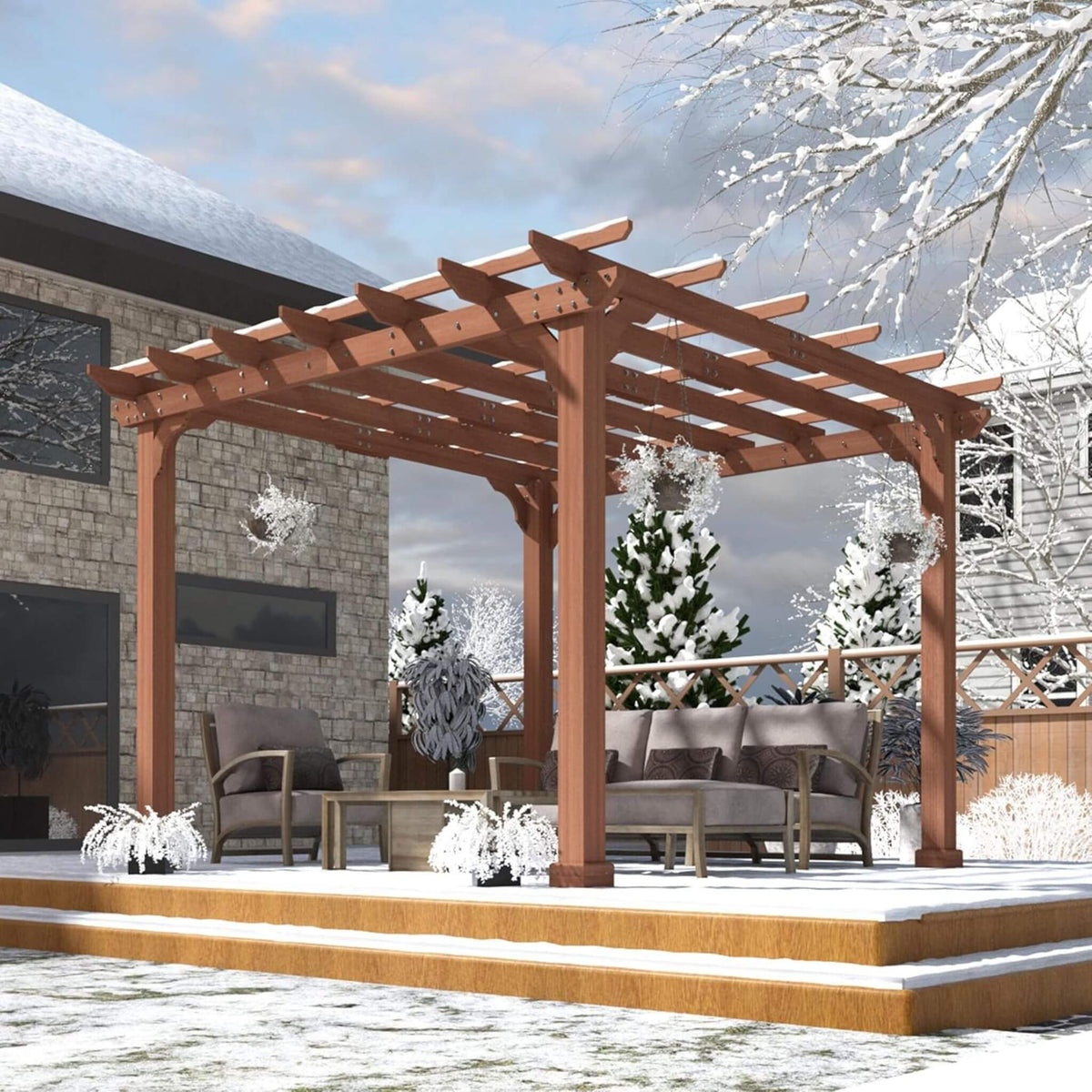 Alora Premium Outdoor Cedar Wood Pergola with Slatted Roof - Pergolas | Patioza