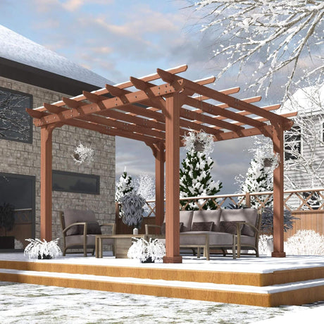 Alora Premium Outdoor Cedar Wood Pergola with Slatted Roof - Pergolas | Patioza