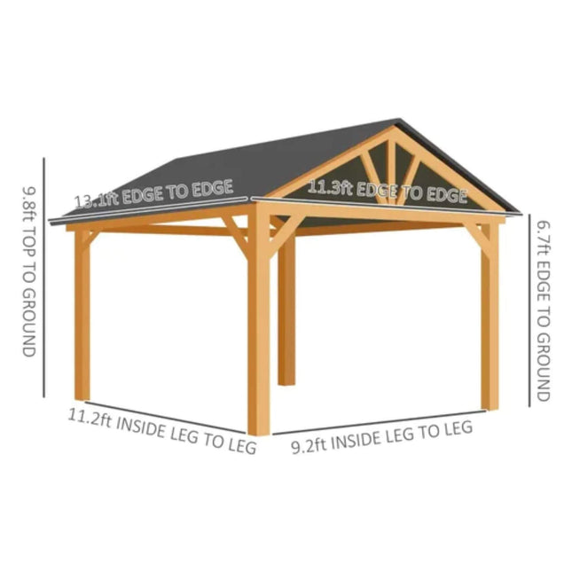 [09X11FT] Premium Outdoor Hardtop Patio Backyard Gazebo (SAK86341) - Gazebos | Patioza