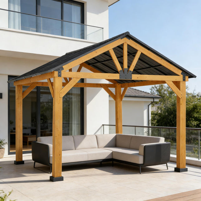 [09X11FT] Premium Outdoor Hardtop Patio Backyard Gazebo (SAK86341) - Gazebos | Patioza
